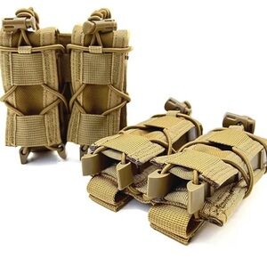 2PC Molle Pistol Mag Pouch, Open Top Double Handgun Magazines Holder. New